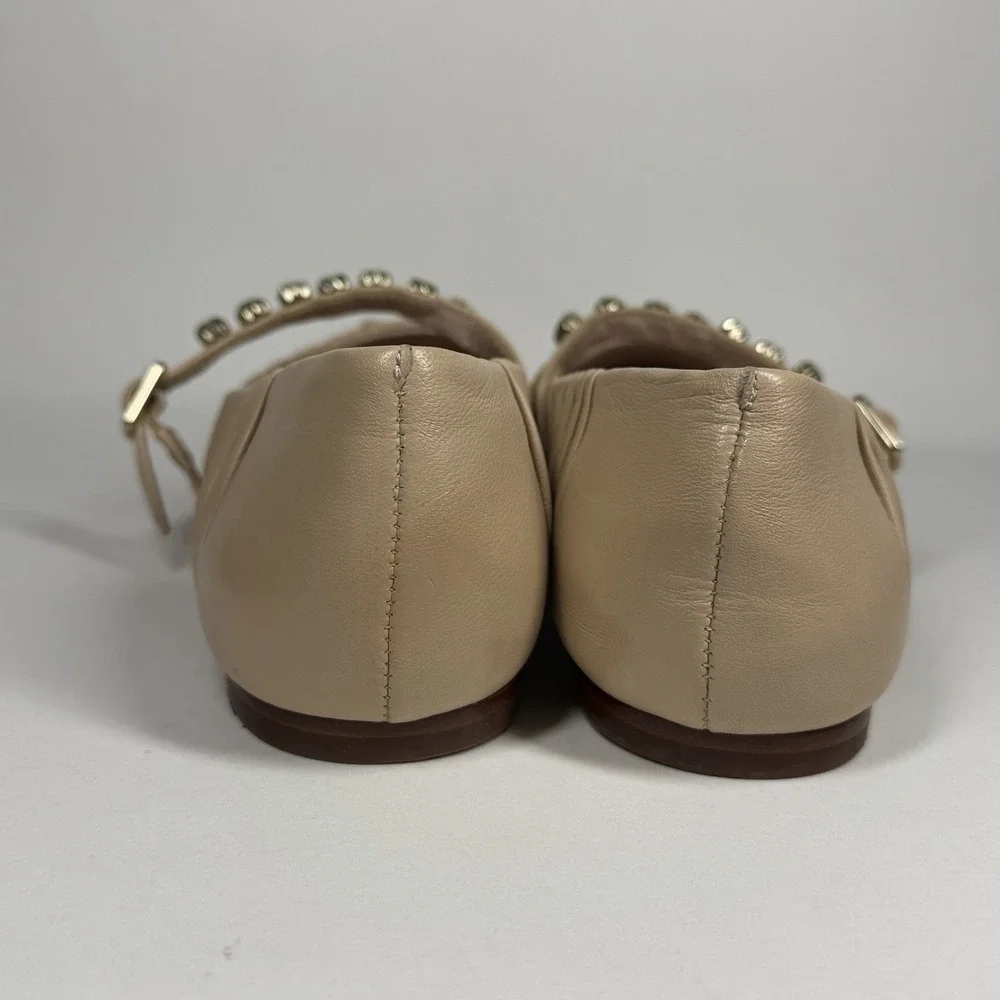 Antonio Melani Jennifer Sumko Size 7.5 M Nude Bling Lyssa Lou Mary Jane Flats